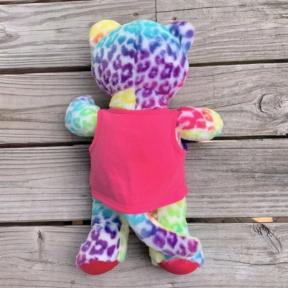 Build-a-bear Lisa frank leopard rainbow cat super star athlete pink tank shirt
